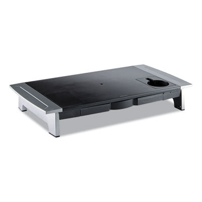 Office Suites Premium Monitor Riser, 27" x 14" x 4" to 6.5", Black/Silver - 8031001