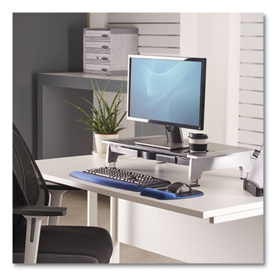 Office Suites Premium Monitor Riser, 27" x 14" x 4" to 6.5", Black/Silver - 8031001