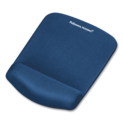 FELLOWES PlushTouch Mouse Pad with Wrist Rest, 7.25 x 9.38, Blue - 9287301