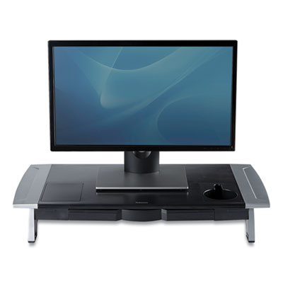 Office Suites Premium Monitor Riser, 27" x 14" x 4" to 6.5", Black/Silver - 8031001