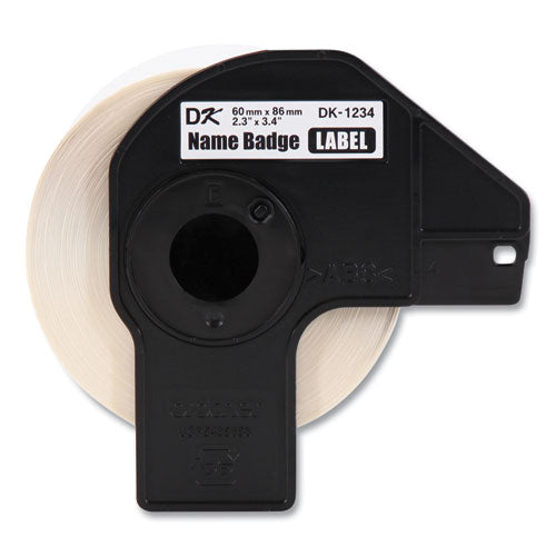 BROTHER Die-Cut Name Badge Labels, 2.3 x 3.4, White, 260 Labels/Roll, 3 Rolls/Pack - DK12343PK