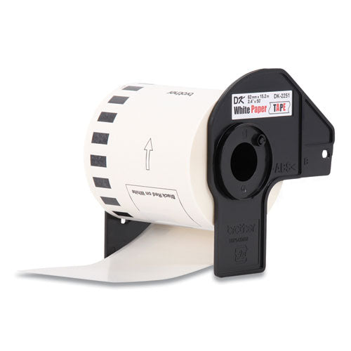 BROTHER Continuous Paper Label Tape, 2.44 x 50 ft, White, 24 Rolls/Pack - DK225124PK