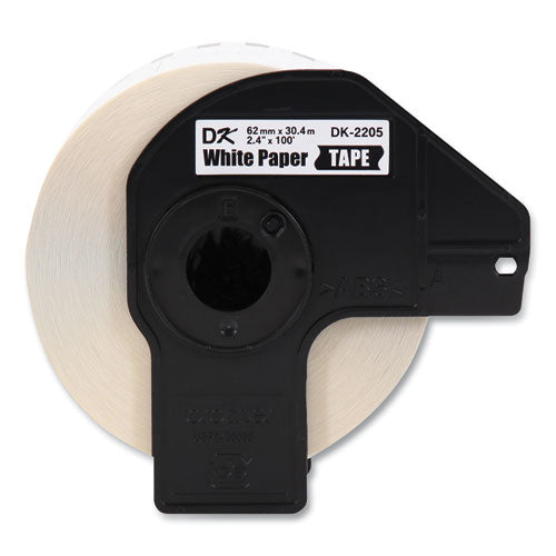 BROTHER Continuous Paper Label Tape, 2.4" x 100 ft, White, 24 Rolls/Pack - DK220524PK