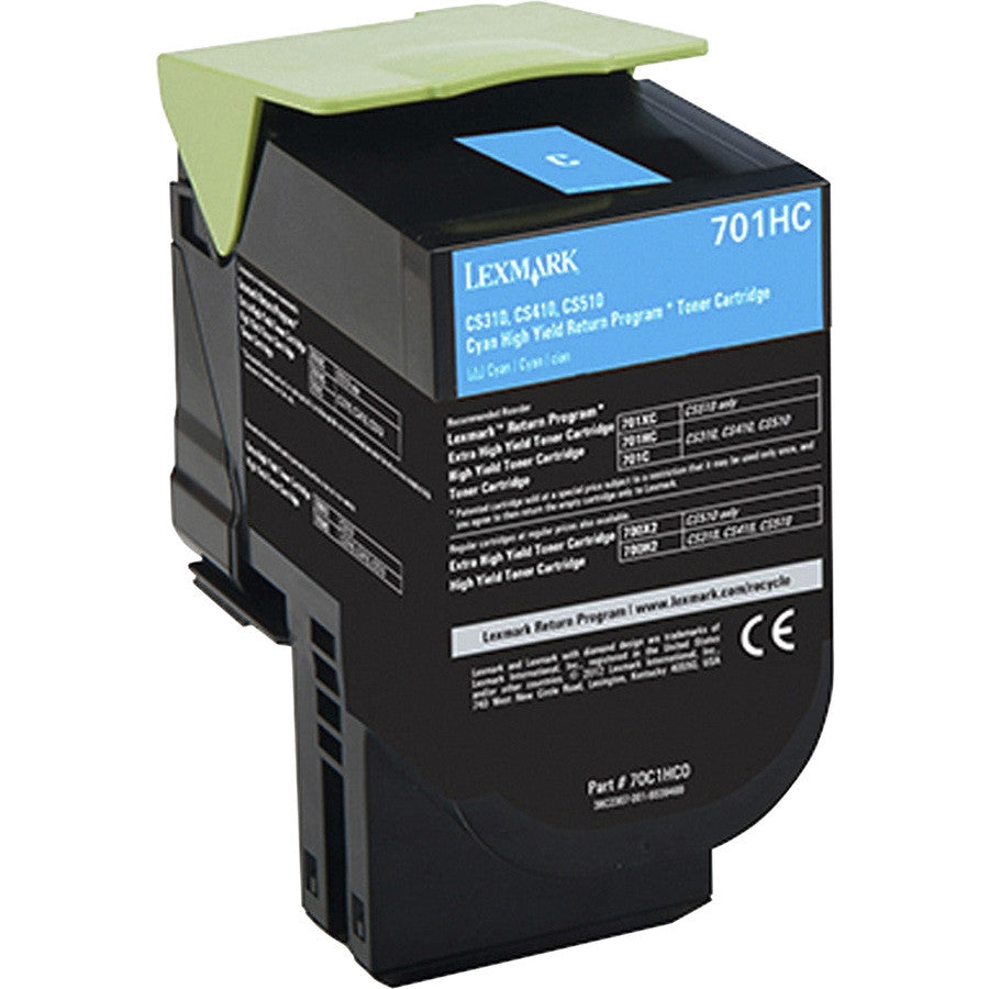Lexmark 701HC Cyan Toner Cartridge Return Program High Yield 3,000 Pages 70C1HC0 Lexmark