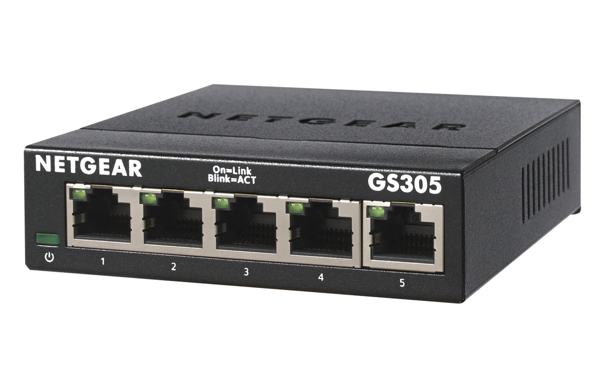 NETGEAR GS305-300PAS network switch Unmanaged L2 Gigabit Ethernet (10/100/1000) Black - GS305-300PAS