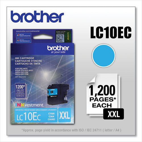 BROTHER  INKvestment Super High-Yield Ink, 1,200 Page-Yield, Cyan - LC10EC