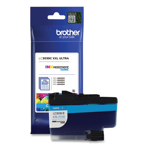 BROTHER INKvestment Ultra High-Yield Ink, 5,000 Page-Yield, Cyan - LC3039C BROTHER