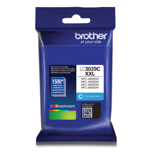 BROTHER INKvestment Super High-Yield Ink, 1,500 Page-Yield, Cyan - LC3029C BROTHER