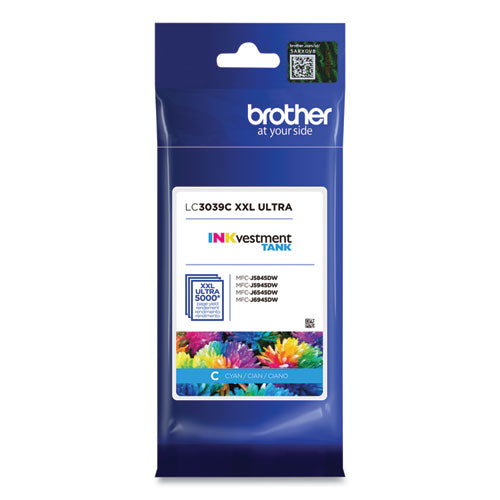 BROTHER INKvestment Ultra High-Yield Ink, 5,000 Page-Yield, Cyan - LC3039C BROTHER