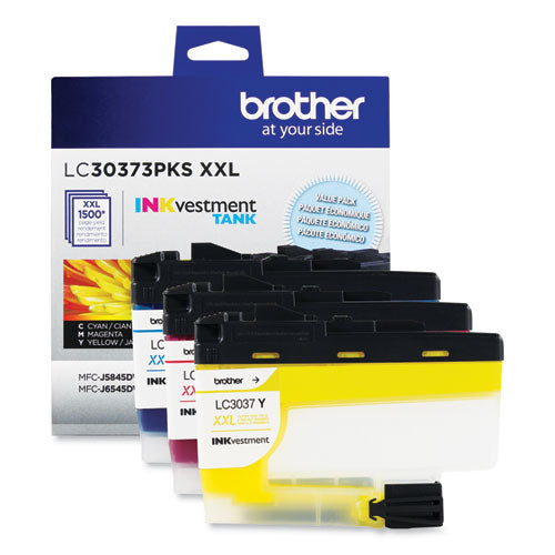 BROTHER INKvestment Super High-Yield Ink, 1,500 Page-Yield, Cyan/Magenta/Yellow - LC30373PKS BROTHER