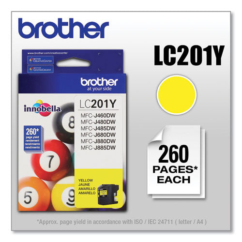 BROTHER Innobella Ink, 260 Page-Yield, Yellow - LC201Y