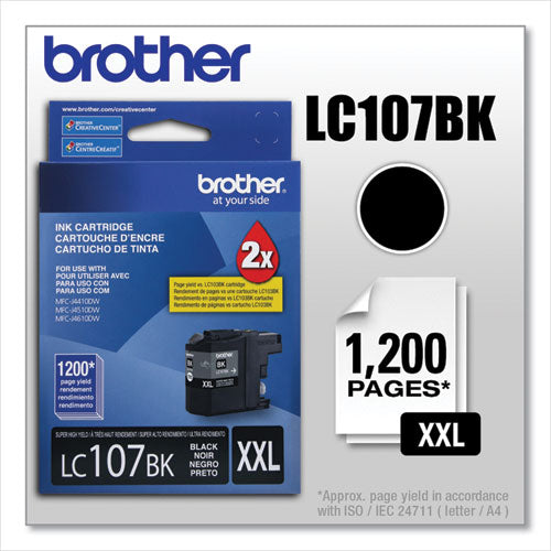 BROTHER Innobella Super High-Yield Ink, 1,200 Page-Yield, Black - LC107BK