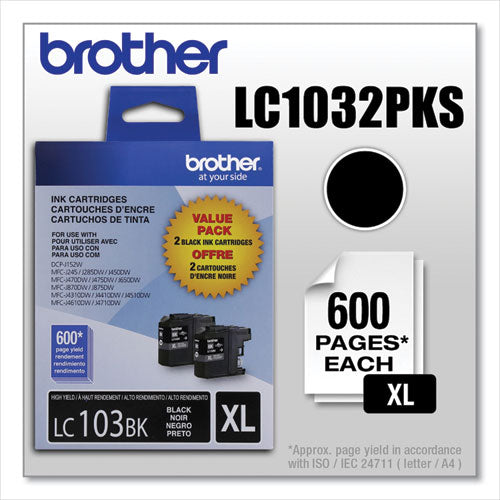 BROTHER Innobella High-Yield Ink, 600 Page-Yield, Black, 2/Pack - LC1032PKS BROTHER