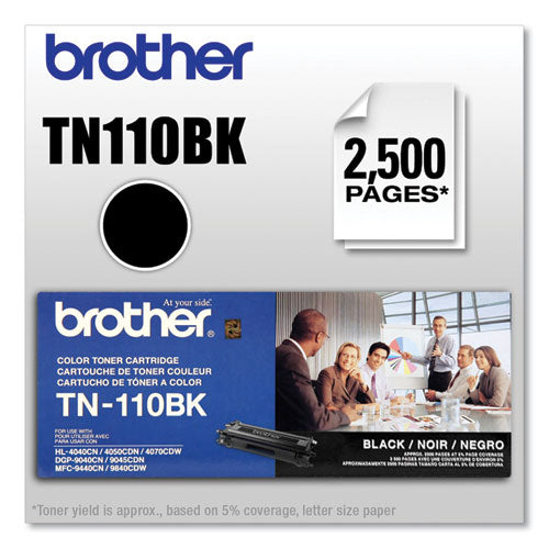 BROTHER Toner, 2,500 Page-Yield, Black - TN110BK