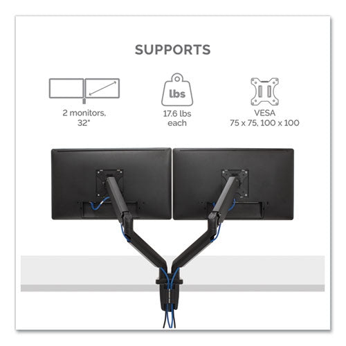 FELLOWES Platinum Series Dual Monitor Arm for 40" Monitors, 360 deg Rotation, +/-45 deg Tilt, 360 de - 8042501