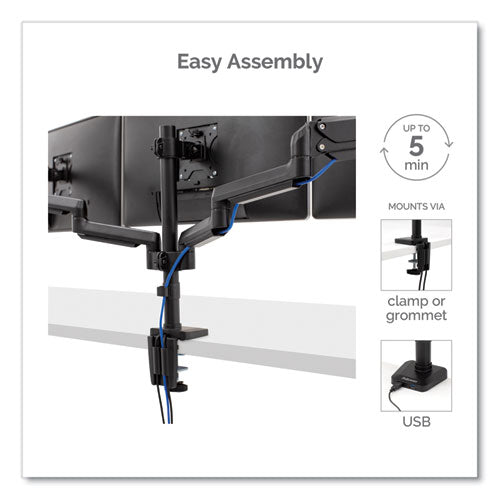 FELLOWES Platinum Series Triple Monitor Arm for 27" Monitors, 360 deg Rotation, +85/-20 deg Tilt, 36 - 8042601