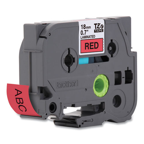 BROTHER TZe Standard Adhesive Laminated Labeling Tape, 0.7" x 26.2 ft, Black on Red - TZE441