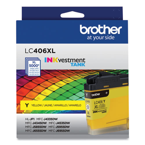 BROTHER  INKvestment High-Yield Ink, 5,000 Page-Yield, Yellow - LC406XLYS