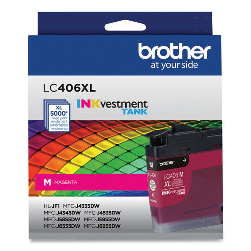 BROTHER  INKvestment High-Yield Ink, 5,000 Page-Yield, Magenta - LC406XLMS