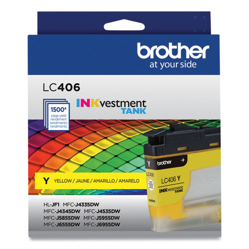 BROTHER  INKvestment Ink, 1,500 Page-Yield, Yellow - LC406YS