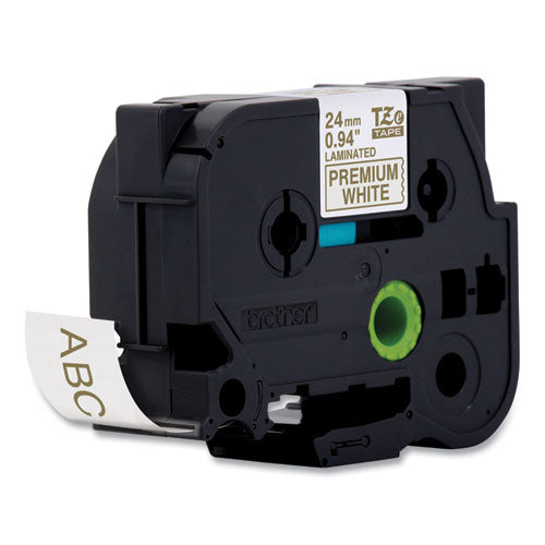 BROTHER TZe Premium Laminated Tape, 0.94" x 26.2 ft, Gold on White - TZEPR254