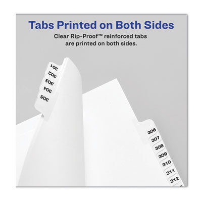 Preprinted Legal Exhibit Side Tab Index Dividers, Avery Style, 10-Tab, 73, 11 x 8.5, White, 25/Pack, (1073) - 01073 C2G