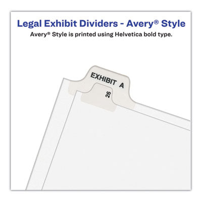 Preprinted Legal Exhibit Side Tab Index Dividers, Avery Style, 10-Tab, 73, 11 x 8.5, White, 25/Pack, (1073) - 01073 C2G