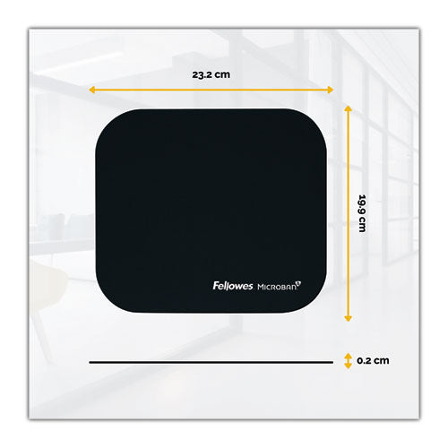 FELLOWES Mouse Pad with Microban Protection, 9 x 8, Black - 5933901