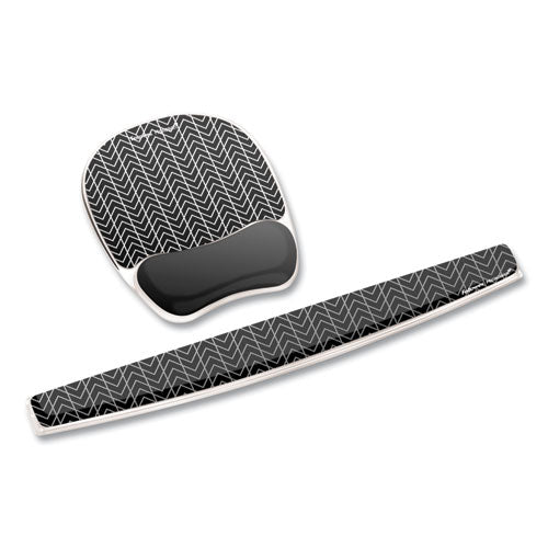 FELLOWES Photo Gel Mouse Pad with Wrist Rest with Microban Protection, 7.87 x 9.25, Chevron Design - 9549901