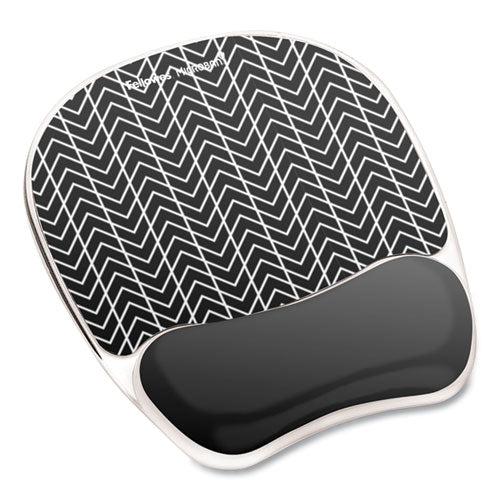 FELLOWES Photo Gel Mouse Pad with Wrist Rest with Microban Protection, 7.87 x 9.25, Chevron Design - 9549901