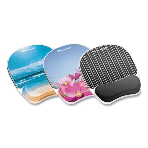 FELLOWES Photo Gel Mouse Pad with Wrist Rest with Microban Protection, 7.87 x 9.25, Sandy Beach Desi - 9179301