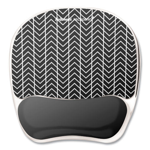 FELLOWES Photo Gel Mouse Pad with Wrist Rest with Microban Protection, 7.87 x 9.25, Chevron Design - 9549901