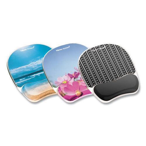 FELLOWES Photo Gel Mouse Pad with Wrist Rest with Microban Protection, 9.25 x 7.87, Pink Flowers Des - 9179001