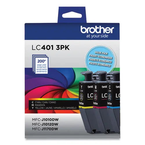 BROTHER Ink, 200 Page-Yield, Cyan/Magenta/Yellow, 3/Pack - LC4013PKS BROTHER
