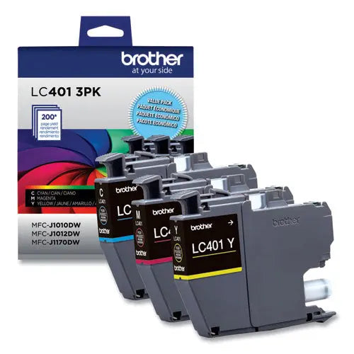 BROTHER Ink, 200 Page-Yield, Cyan/Magenta/Yellow, 3/Pack - LC4013PKS BROTHER
