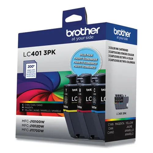 BROTHER Ink, 200 Page-Yield, Cyan/Magenta/Yellow, 3/Pack - LC4013PKS BROTHER