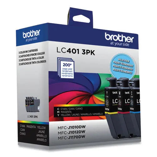 BROTHER Ink, 200 Page-Yield, Cyan/Magenta/Yellow, 3/Pack - LC4013PKS BROTHER