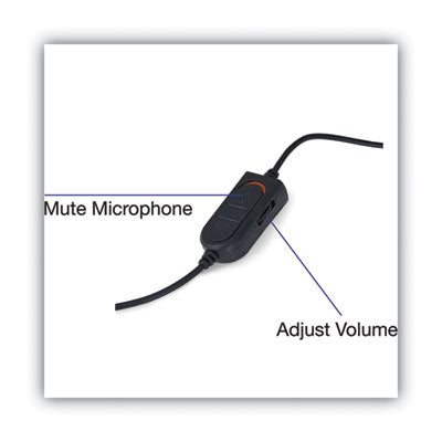 Mono Headset with Microphone and In-Line Remote, Black - 70722