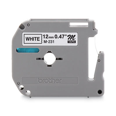 M Series Tape Cartridge for P-Touch Labelers, 0.47" x 26.2 ft, Black on White - M231