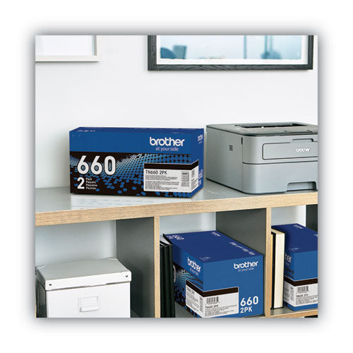 BROTHER  High-Yield Toner, 2,600 Page-Yield, Black, 2/Pack - TN6602PK