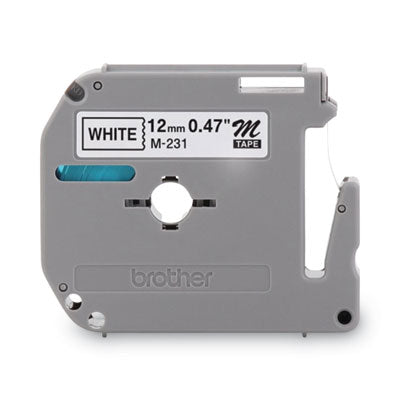 M Series Tape Cartridges for P-Touch Labelers, 0.47" x 26.2 ft, Black on White, 2/Pack - M2312PK