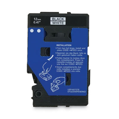 TC Tape Cartridges for P-Touch Labelers, 0.5" x 25.2 ft, Black on White, 2/Pack - TC20
