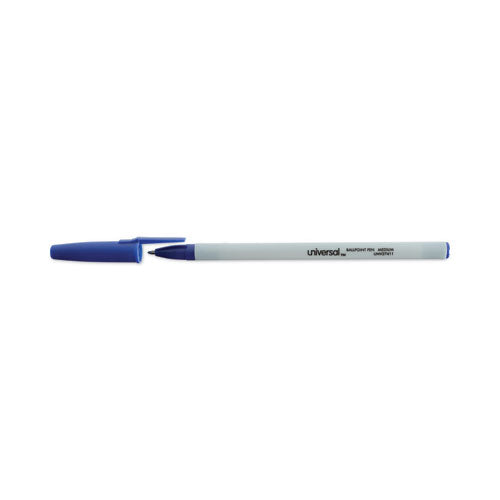 C2G Ballpoint Pen, Stick, Medium 1 mm, Blue Ink, Gray/Blue Barrel, Dozen - 27411