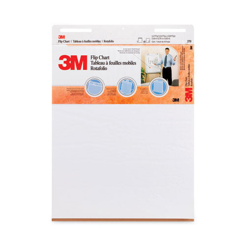3M Professional Flip Chart, Unruled, 25 x 30, White, 40 Sheets, 2/Carton - 570