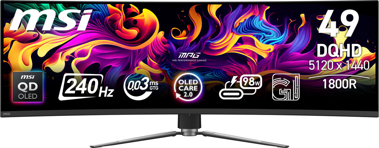 MSI MPG 491CQPX QD-OLED computer monitor 124.5 cm (49") 5120 x 1440 pixels Dual QHD Black - MPG491CQPXQDOLED