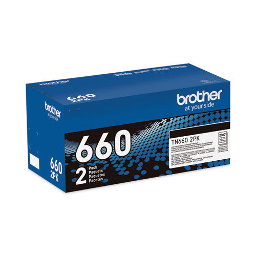 BROTHER  High-Yield Toner, 2,600 Page-Yield, Black, 2/Pack - TN6602PK