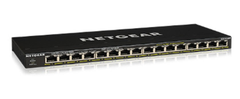 NETGEAR GS316P Unmanaged Gigabit Ethernet (10/100/1000) Power over Ethernet (PoE) Black - GS316P-100NAS