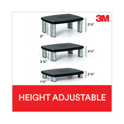Adjustable Height Monitor Stand, 15" x 12" x 2.63" to 5.78", Black/Silver, Supports up to 80 lbs - MS80B