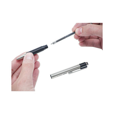 F-301 Ballpoint Pen, Retractable, Fine 0.7 mm, Black Ink, Stainless Steel/Black Barrel, 2/Pack - 27112 LEGRAND