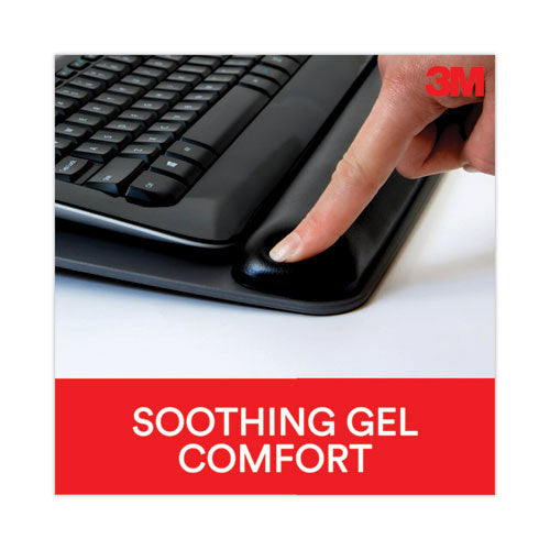 3M Antimicrobial Gel Mouse Pad/Keyboard Wrist Rest Platform, 25.5 x 10.6, Black/Silver - WR422LE
